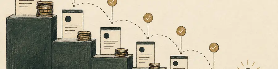Debt balance descending through regular payment steps toward zero