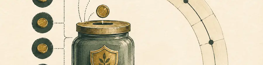 Reserve jar built from recurring deposits along a measured timeline