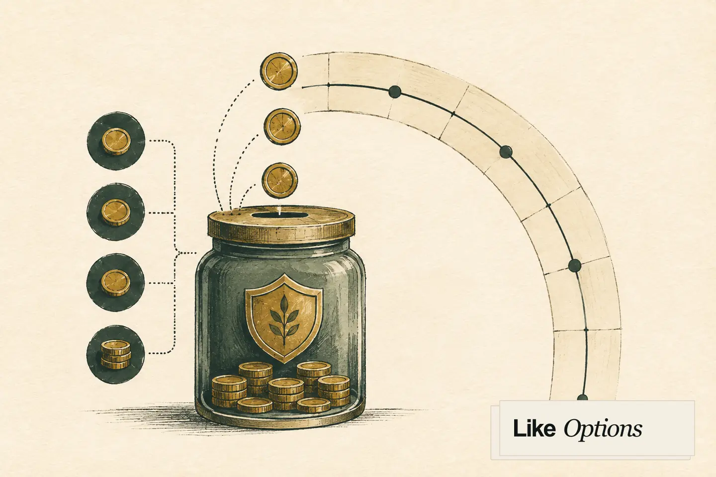 Reserve jar built from recurring deposits along a measured timeline